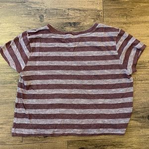 Forever21 striped maroon and white crop top